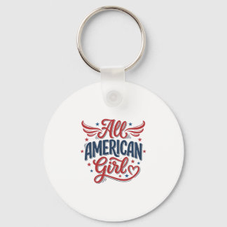 Alleen Amerikaans Meisje Patriottisch Vintage Vect Sleutelhanger