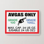 alleen AVGAS/100LL-brandstof Button (Voorkant)