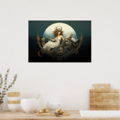 Alleen bij Zee surrealistisch schilderen Poster (Keuken)