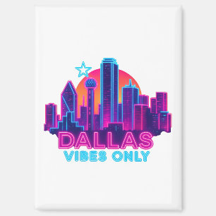 Alleen Dallas-sfeer – Neon Skyline 1980s Synthwave Magneet