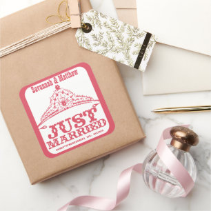 Alleen een gehuwde prinses Bride Tiara Wedding Sti Vierkante Sticker