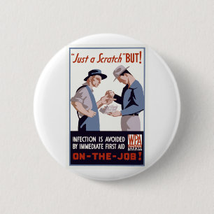 "Alleen een kras" EHBO-poster Ronde Button 5,7 Cm