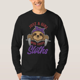 Alleen een meisje dat houdt van Sloths Cute Animal T-shirt