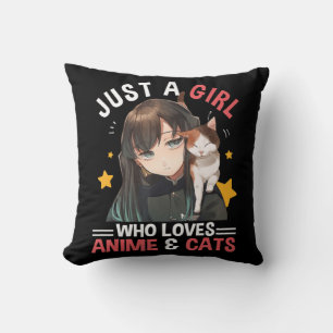 Alleen een meisje dat van Anime houdt en katten di Kussen