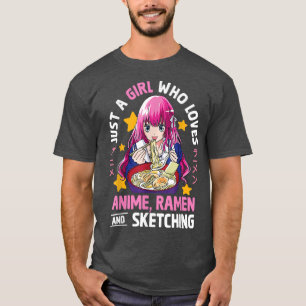 Alleen een meisje dat van Anime Ramen houdt en de T-shirt
