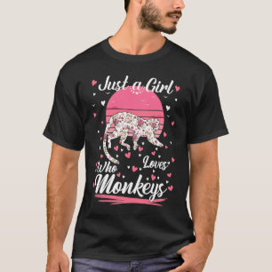 Alleen een meisje dat van apen houdt, gooit apen K T-shirt