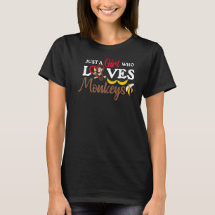Alleen een meisje dat van apen houdt, stort wild d t-shirt