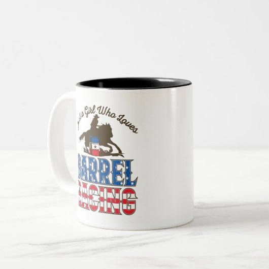 Alleen een meisje dat van Barrel Racing houdt Tweekleurige Koffiemok (Voorkant links)