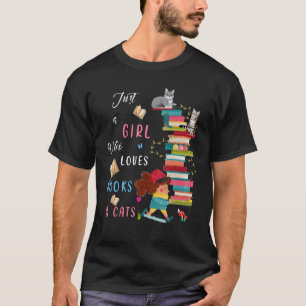 Alleen een meisje dat van boeken en katten houdt t-shirt