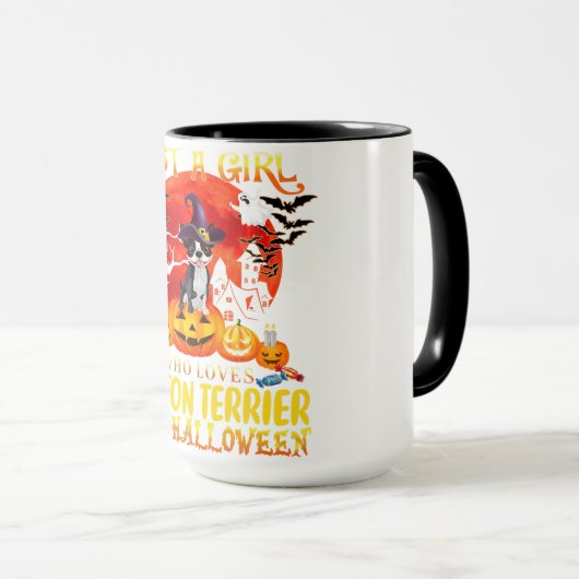Alleen een meisje dat van Boston Terrier en Hallow Mok (Voorkant rechts)