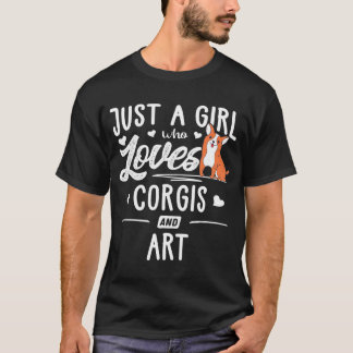 Alleen een meisje dat van Corgis houdt en van Art  T-shirt