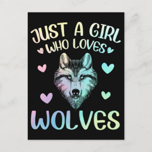 Alleen een meisje dat van Cute Wolves houdt Briefkaart