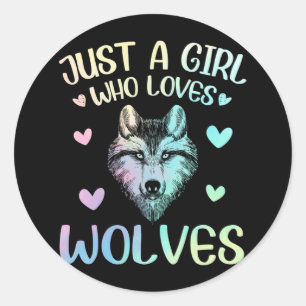 Alleen een meisje dat van Cute Wolves houdt Ronde Sticker