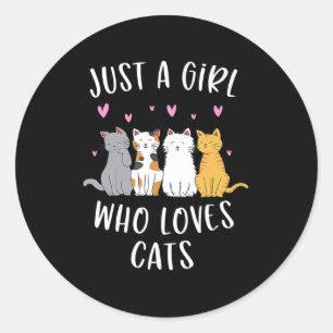Alleen een meisje dat van de kattenstaart houdt ronde sticker