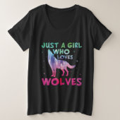 Alleen een meisje dat van de Waterverf van de Wolv Grote Maat T-shirt (Design voorkant)