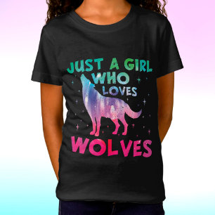 Alleen een meisje dat van de Waterverf van de Wolv T-shirt