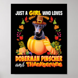 Alleen een meisje dat van Doberman Pinscher Dog ho Poster