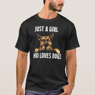 Alleen een meisje dat van Dogs Doggie Mam houdt T-shirt