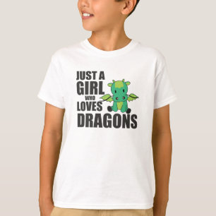Alleen een meisje dat van Dragons Fantasy Dragon G T-shirt