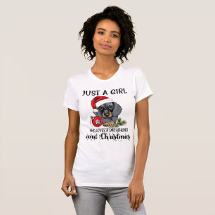 Alleen een meisje dat van een Dachshund houdt en K T-shirt