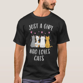 Alleen een meisje dat van een kattenkatje houdt t-shirt
