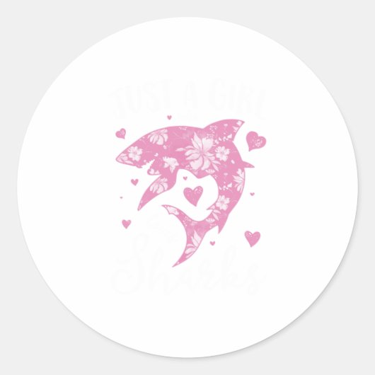 Alleen een meisje dat van haaien houdt, haaienhaai ronde sticker (Voorkant)