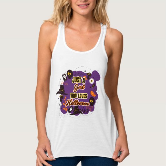 Alleen een meisje dat van Halloween houdt Tanktop (Voorkant)