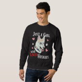 Alleen een meisje dat van Huskies houdt Trui (Voorkant volledig)