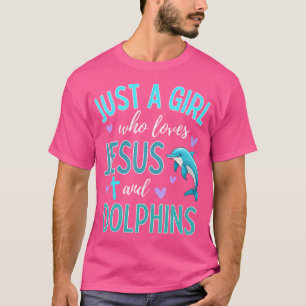 Alleen een meisje dat van Jezus en Dolphins Christ T-shirt