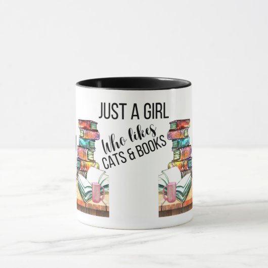 Alleen een meisje dat van katten en boeken houdt mok (Midden)