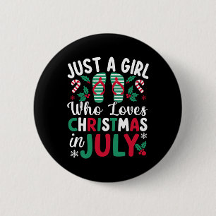 Alleen een meisje dat van Kerstmis houdt in de zom Ronde Button 5,7 Cm
