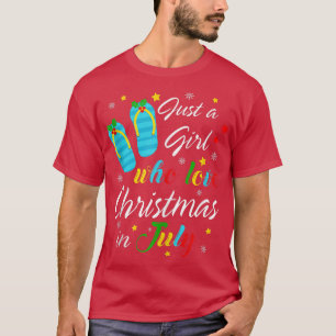 Alleen een meisje dat van Kerstmis houdt in de zom T-shirt