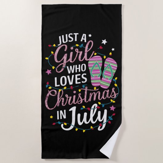 Alleen een meisje dat van Kerstmis houdt in juli S Strandlaken (Voorkant)