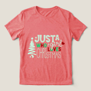 Alleen een meisje dat van Kerstmis houdt Tri-Blend Shirt