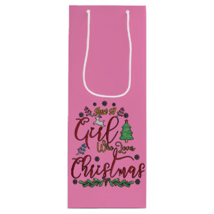 Alleen een meisje dat van Kerstmis houdt Wijn Cadeautas