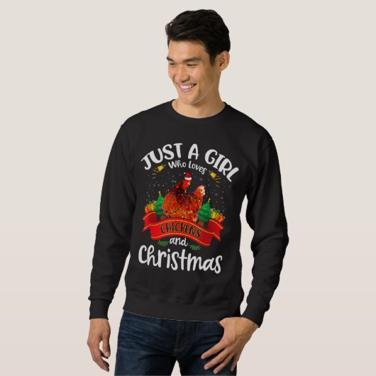 Alleen een meisje dat van kippen houdt en Kerstmis Trui (Voorkant volledig)