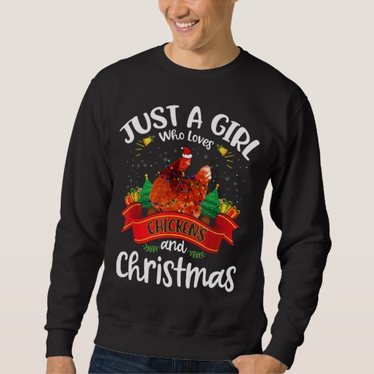 Alleen een meisje dat van kippen houdt en Kerstmis Trui (Voorkant)