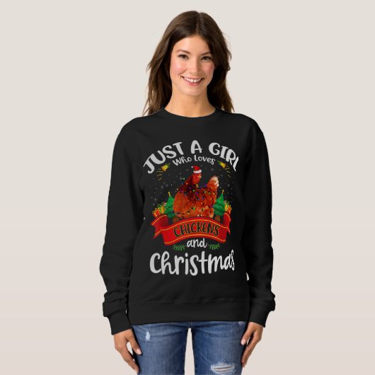 Alleen een meisje dat van kippen houdt en Kerstmis Trui (Voorkant volledig)