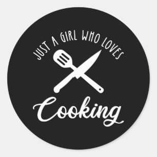 Alleen een meisje dat van koken houdt ronde sticker