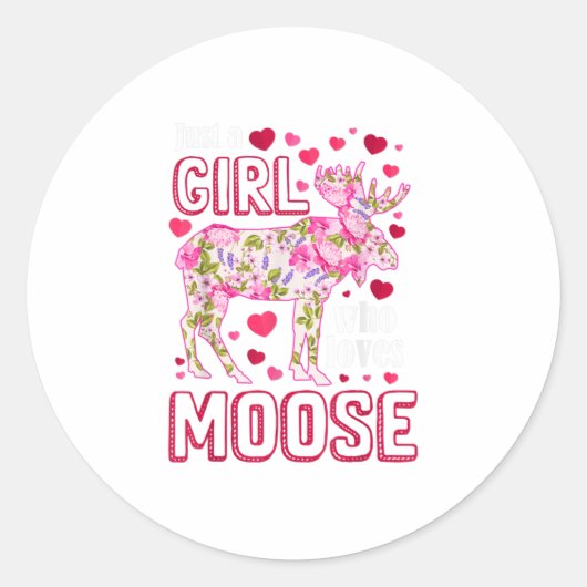 Alleen een meisje dat van Moose Hiking Camp houdt Ronde Sticker (Voorkant)
