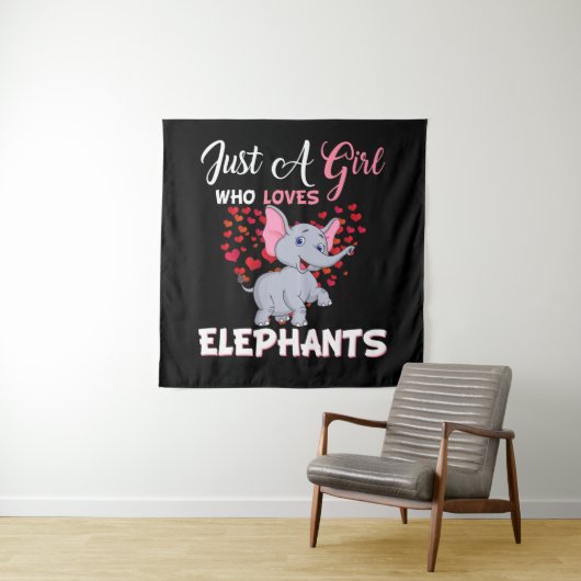 Alleen een meisje dat van olifanten houdt wandkleed (In situ)