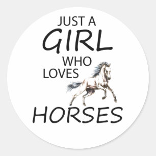 Alleen een meisje dat van paarden houdt die cadeau ronde sticker