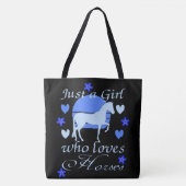 Alleen een meisje dat van paarden houdt in blauw draagtas (Voorkant)