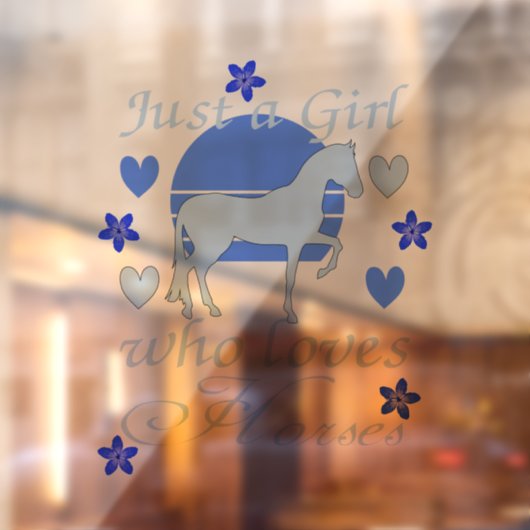 Alleen een meisje dat van paarden houdt in blauw raamsticker (Vel 2)