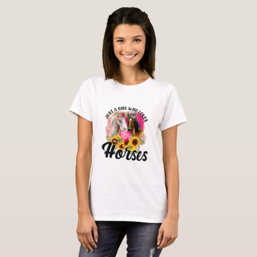 Alleen een meisje dat van paarden houdt t-shirt (Voorkant volledig)