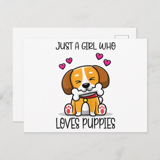 Alleen een meisje dat van Puppies houdt Briefkaart (Voorkant / Achterkant)