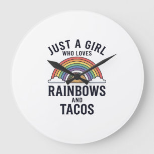 Alleen een meisje dat van regenbogen en taco's hou grote klok