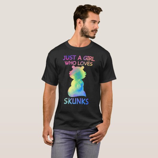 Alleen een meisje dat van Skunks houdt... T-shirt (Voorkant volledig)