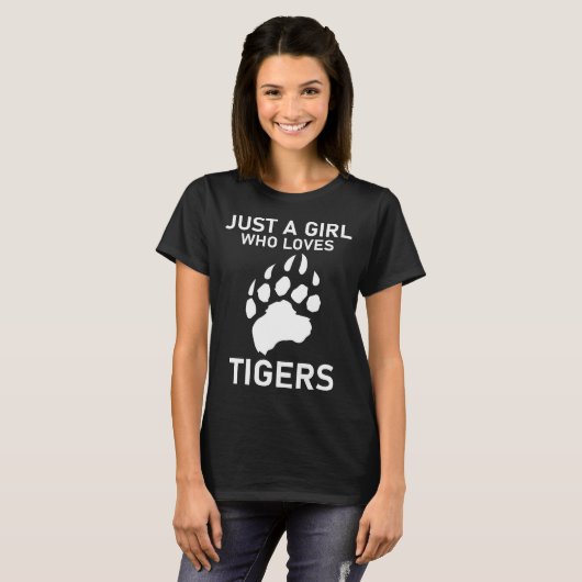 Alleen een meisje dat van Tigers houdt T-shirt (Voorkant volledig)