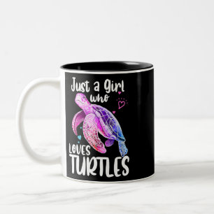 Alleen een meisje dat van Turtles houdt, schildpad Tweekleurige Koffiemok